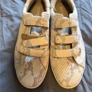 Michael Kors womens Beige Snake Print Sneakers